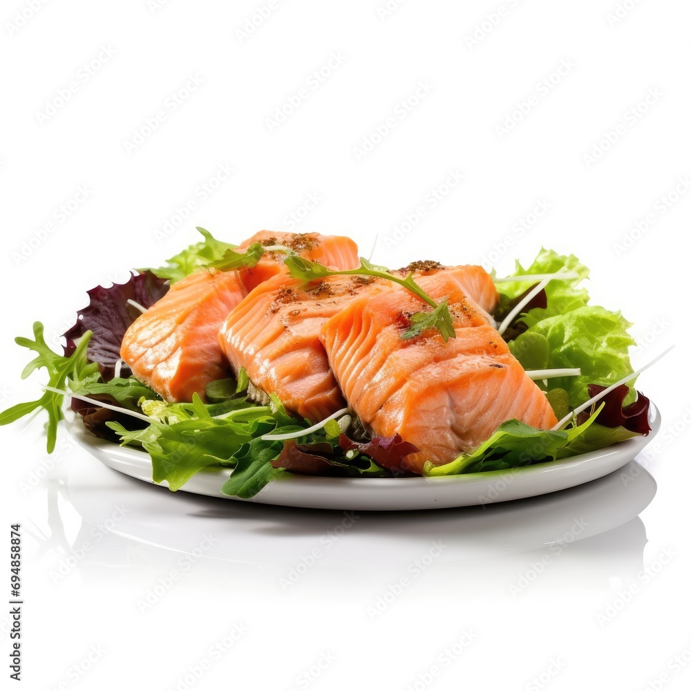 Sliced Salmon with Green Salad Sliced Salmon with Green Salad