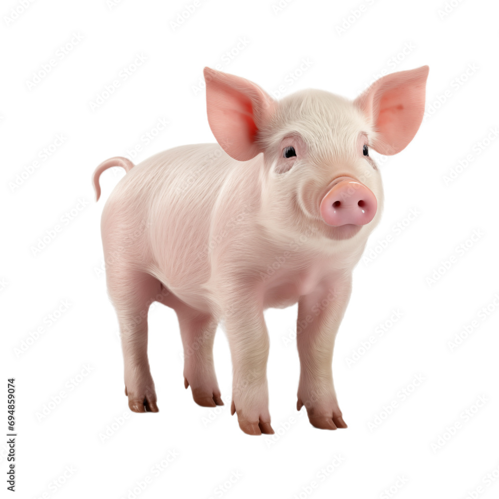 Cute pig isolated on white. Generative AI Cute pig isolated on white. Generative AI