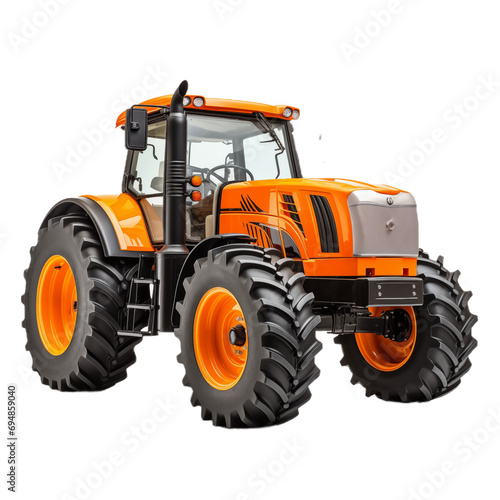 Orange tractor isolated on white. Generative ai