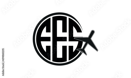 EES three initial letter circle tour & travel agency logo design vector template. hajj umrah agency, abstract, wordmark, business, monogram, minimalist, brand, company, flat, tourism agency, tourist