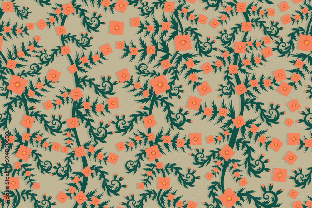 Seamless vine floral pattern in vector for background, wallpaper, tile, fabric, wrapping, etc. Seamless vine floral pattern in vector for background, wallpaper, tile, fabric, wrapping, etc.