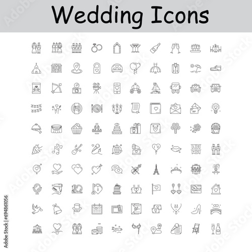 "Wedding Love Story Icons Collection"