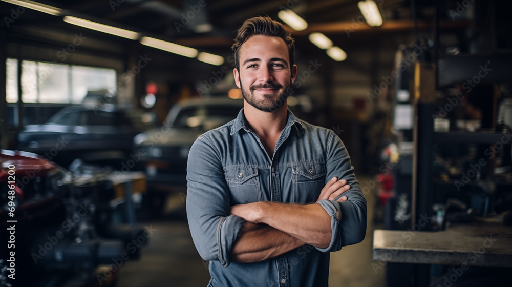 portrait of a small business owner of an automobile repair shop portrait of a small business owner of an automobile repair shop