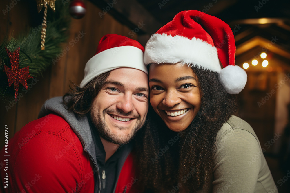 Portrait of cheerful positive people having fun at New Year party generative AI Portrait of cheerful positive people having fun at New Year party generative AI