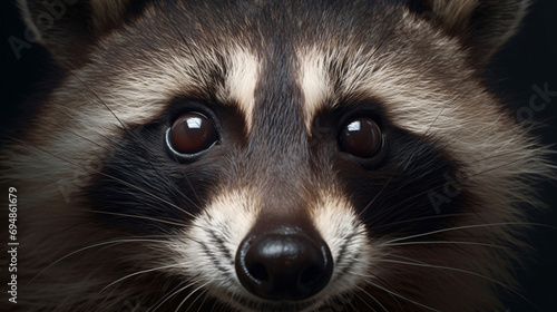 photograph of the curious eyes of a mischievous raccoon