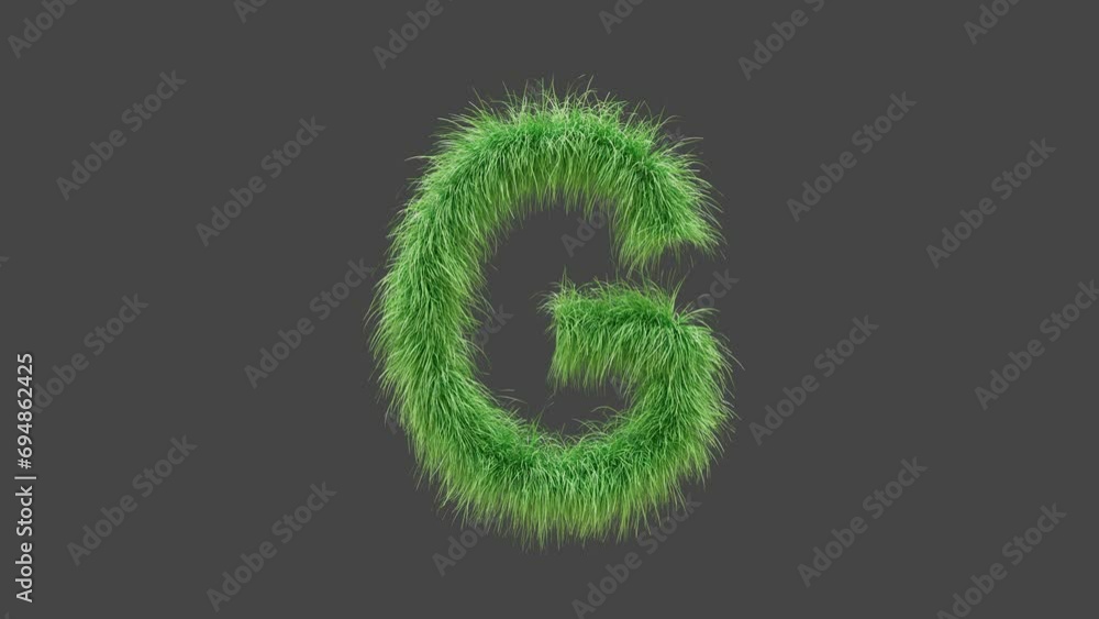 3D animation green grass letter G, isolated beautiful letter of green grass blowing in the wind, 3D rendering, RGB Alpha, UHD 4K 3D animation green grass letter G, isolated beautiful letter of green grass blowing in the wind, 3D rendering, RGB Alpha, UHD 4K