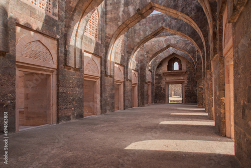 Interior of Hindola Mahal  Mandu  Madhya Pradesh  India  Asia.