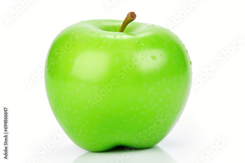 Ripe And Vibrant Green Apple On A White Background