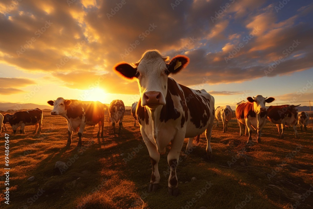 Cows in sunset 