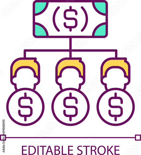 2D simple editable cash outflows icon representing cash flow management, isolated vector, thin line illustration.