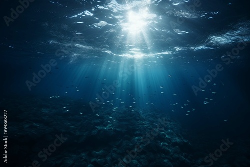 Dark blue ocean surface seen from underwater