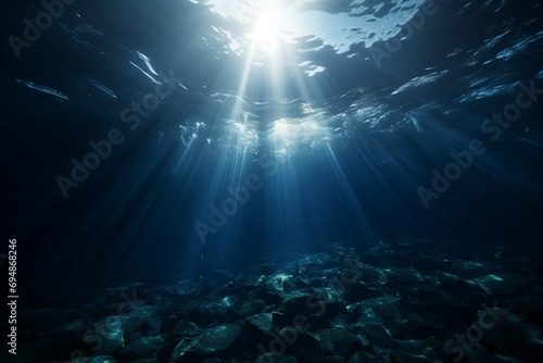 Dark blue ocean surface seen from underwater © usman