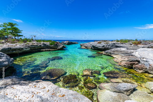 Turquoise rocky bay, Parque Nacional Marino de Punta Frances Punta Pedernales, Isla de la Juventud (Isle of Youth), Cuba, West Indies photo