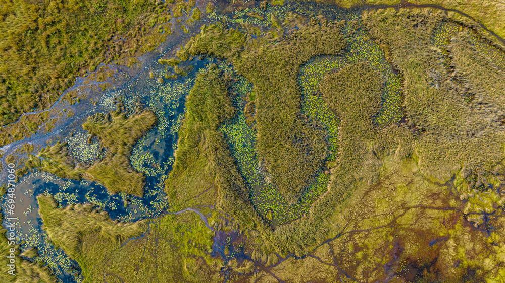 Aerial of the Mundolola lagoon, Moxico, Angola Aerial of the Mundolola lagoon, Moxico, Angola