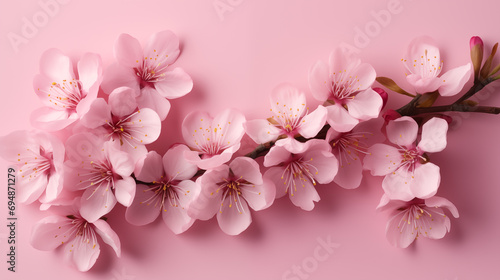 Delicate Cherry Blossoms on a Soft Pink Background