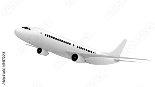 3D White Abstract Airliner Take Off On White Back