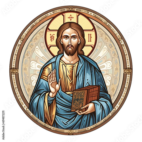 Christ Pantocrator White Icon on a transparent background photo
