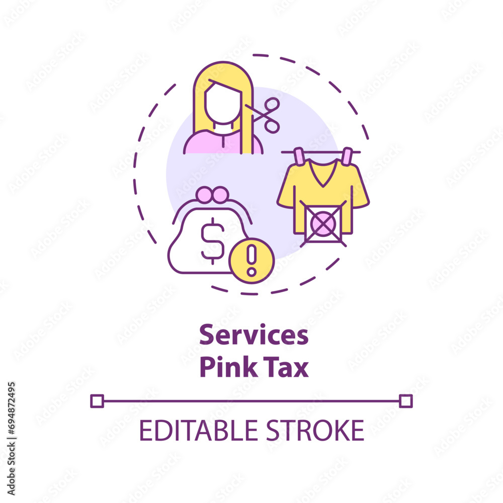 2D editable multicolor icon, simple isolated vector, thin line illustration representing pink tax.