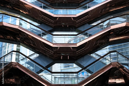 Architectural detail of The Vessel, a 16 storey structure and visitor attraction constructed as a key element of the Hudson Yards Redevelopment Project, Manhattan, New York City photo