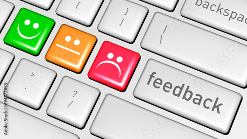 Quality Service Feedback Keys On Computer Keyboard