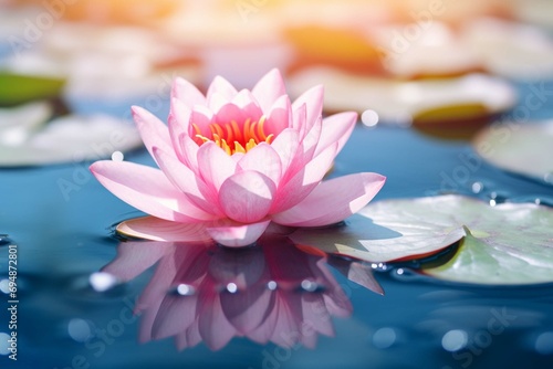 Pink Lotus Flower Or Water Lily Floating On The Water © usman