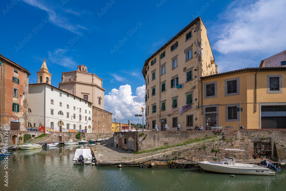 View of Church of St. Catherine and canal, Livorno, Province of Livorno, Tuscany View of Church of St. Catherine and canal, Livorno, Province of Livorno, Tuscany