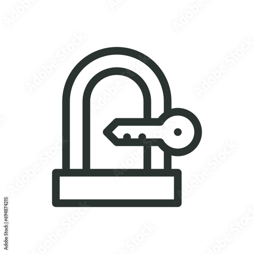 Bike lock isolated icon, bicycle lock vector icon with editable stroke