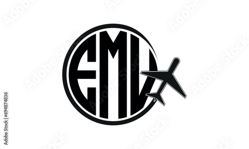 EMV three initial letter circle tour & travel agency logo design vector template. hajj umrah agency, abstract, wordmark, business, monogram, minimalist, brand, company, flat, tourism agency, tourist