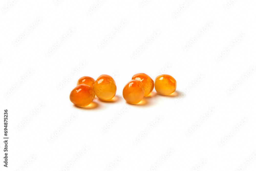Red salmon caviar. Red fish roe. Raw seafood. Elite delicacies. Protein healthy food. White background. Red salmon caviar. Red fish roe. Raw seafood. Elite delicacies. Protein healthy food. White background.