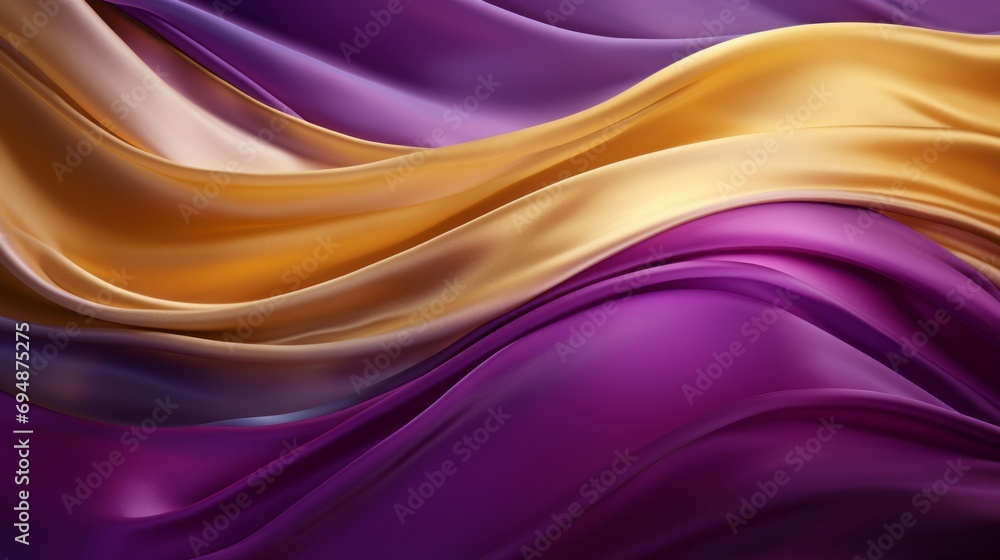 Obraz premium Bright draped silk backdrop. Satin luxury curtain background. Shiny liquid fabric.
