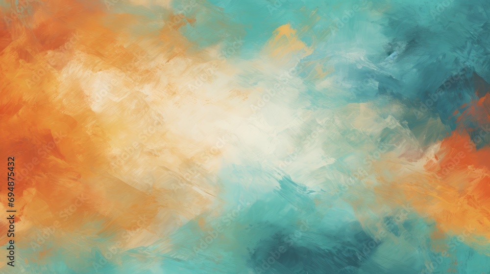 Abstract art wallpaper. Colored background, teal and orange.