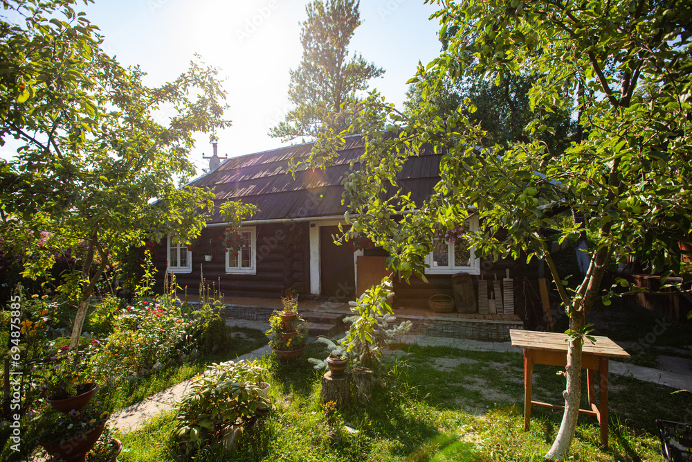 Ancient wooden village house in Lviv region,