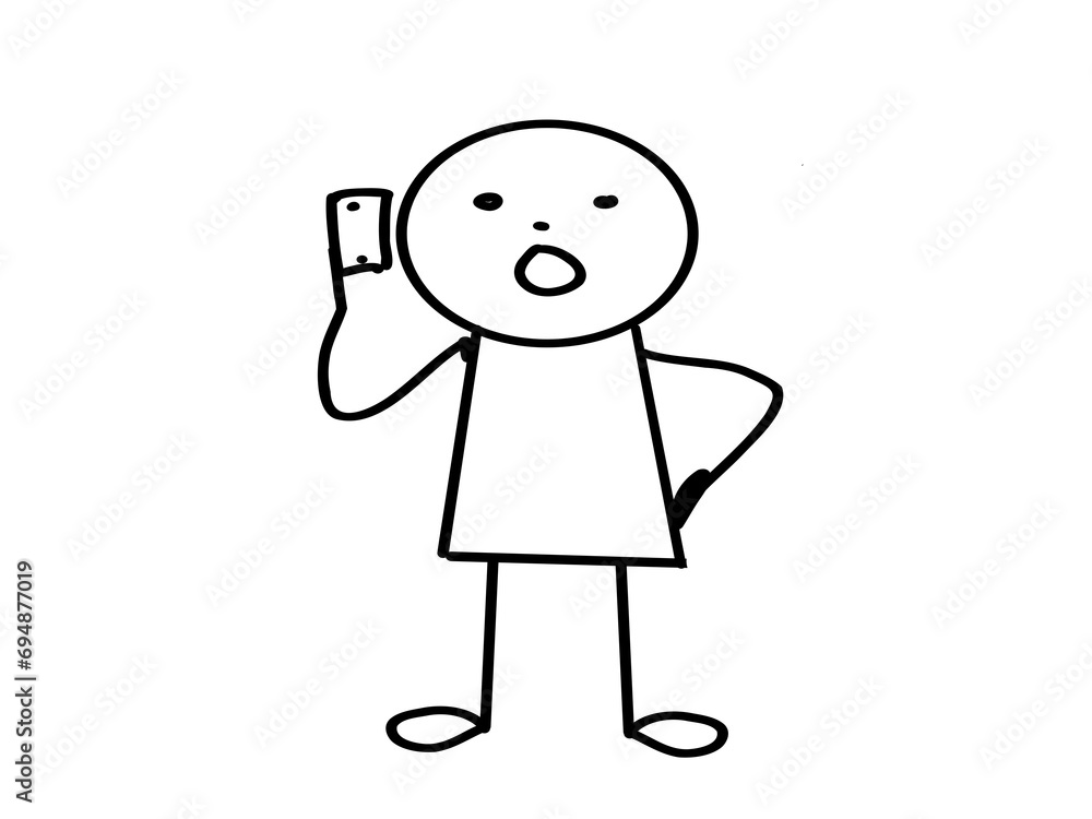 Cartoon stickman talking on a mobile phone. Vector illustration.
Cartoon stickman talking on a mobile phone. Vector illustration.