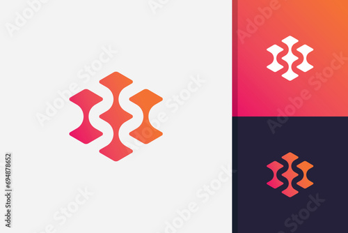 Abstract digital technology logo design icon vector template