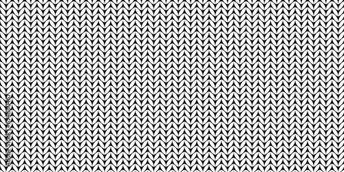 Knit black and white pattern. Knitting seamless classic vector pattern. Simple Knitted pattern on white background.. photo
