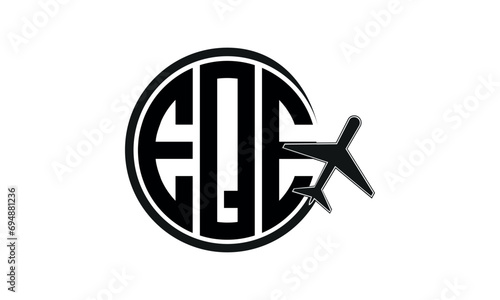 EQE three initial letter circle tour & travel agency logo design vector template. hajj umrah agency, abstract, wordmark, business, monogram, minimalist, brand, company, flat, tourism agency, tourist