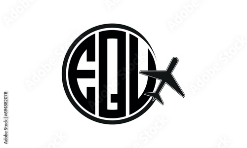 EQU three initial letter circle tour & travel agency logo design vector template. hajj umrah agency, abstract, wordmark, business, monogram, minimalist, brand, company, flat, tourism agency, tourist