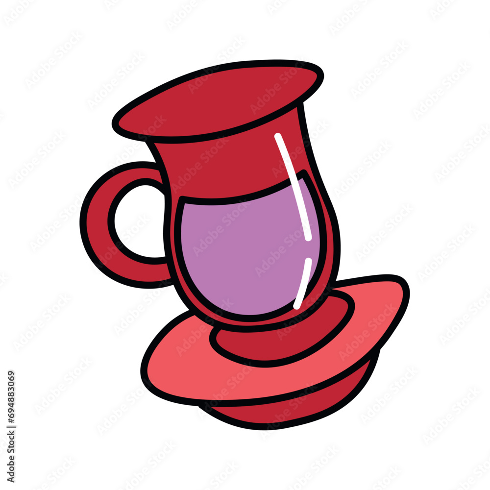Tea element of colorful food set. This food-themed illustration features a vibrant, colorful design with intricate outlines, highlighting the elegance of a modern tea maker. Vector illustration. Tea element of colorful food set. This food-themed illustration features a vibrant, colorful design with intricate outlines, highlighting the elegance of a modern tea maker. Vector illustration.