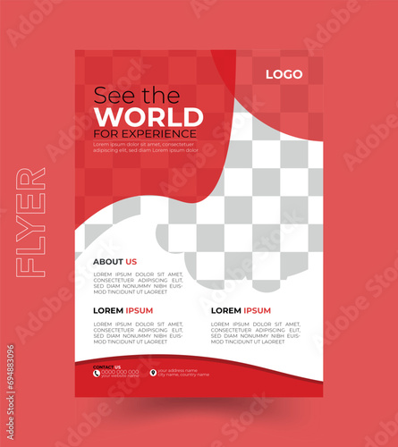 Travel poster or flyer pamphlet brochure design layout. Travel flyer template design for travel agency photo