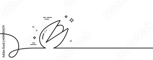 Pistachio nut line icon. Continuous one line with curl. Tasty nuts sign. Vegan food symbol. Pistachio nut single outline ribbon. Loop curve pattern. Vector