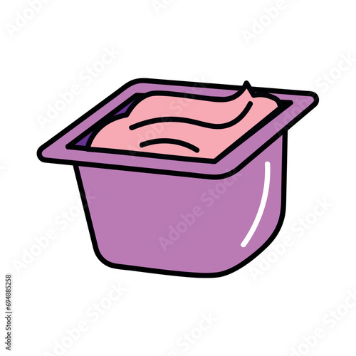 Milk product of colorful food set. With its lively colors and well-defined outlines, this yogurt image beautifully represents milk-based products. Vector illustration.