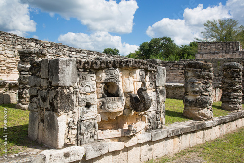 Stone Chac Mask, Mayan Ruins, Mayapan Archaeological Zone, Yucatan State, Mexico photo