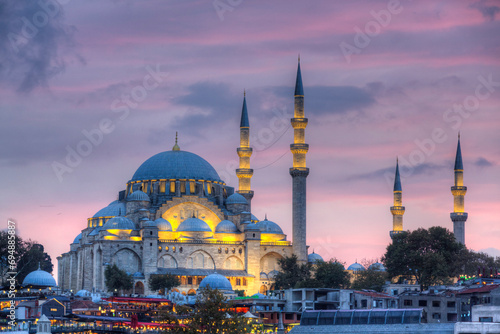 Evening, Suleymaniye Mosque, founded 1550, UNESCO World Heritage Site, Istanbul, Turkey, Europe photo