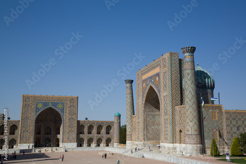 Tilla-Kari and Sherdor Madrassahs, left to right, Registan Square, UNESCO World Heritage Site, Samarkand photo