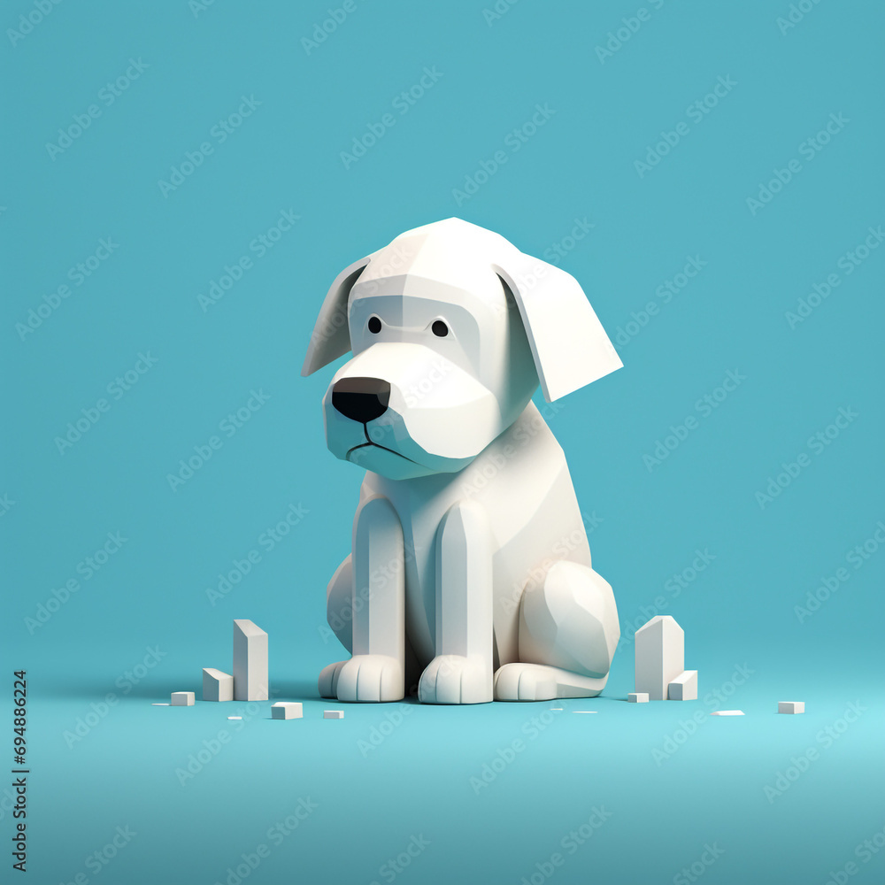 sad dog illustration 3d minimal created with Generative Ai sad dog illustration 3d minimal created with Generative Ai