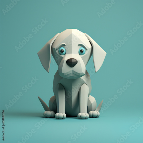 sad dog illustration 3d minimal created with Generative Ai © Andrii Yablonskyi