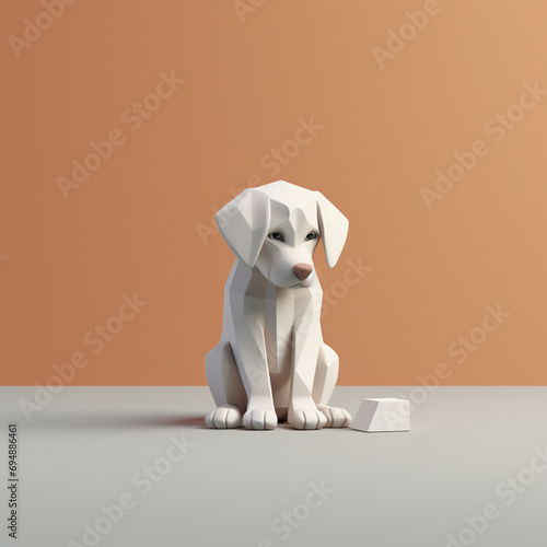 sad dog illustration 3d minimal created with Generative Ai