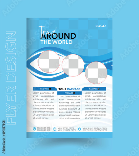 Travel poster or flyer pamphlet brochure design layout. Travel flyer template photo