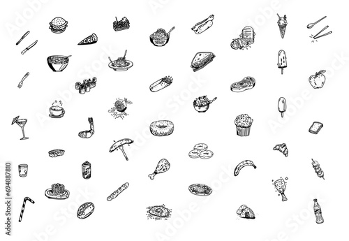 Food Icon Set with 47 Icons for Restaurants, Bars and Cafes