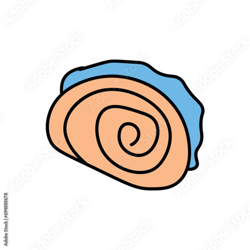 Cake of colorful food set. The colorful design and well-defined outlines of this cake roll image make it a delightful addition to your creative endeavors. Vector illustration.